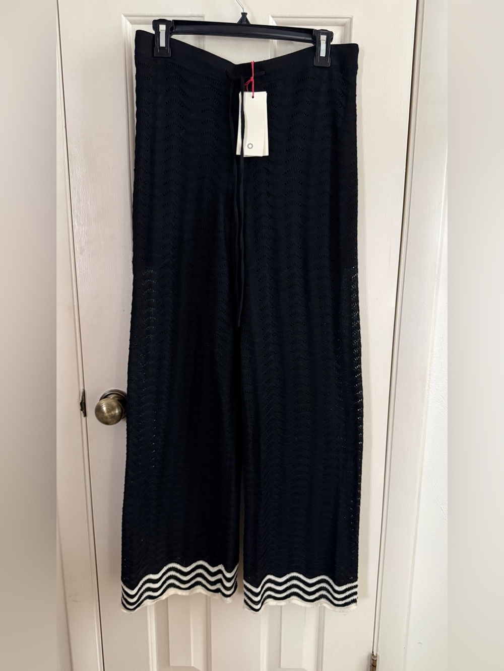 Crocheted pants with white trim size M